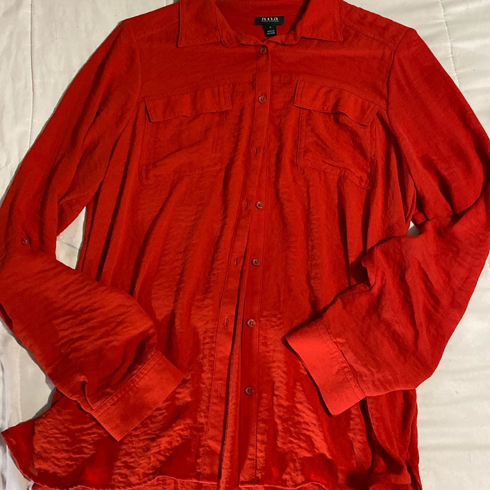 Crimson Red Long Sleeves Blouse